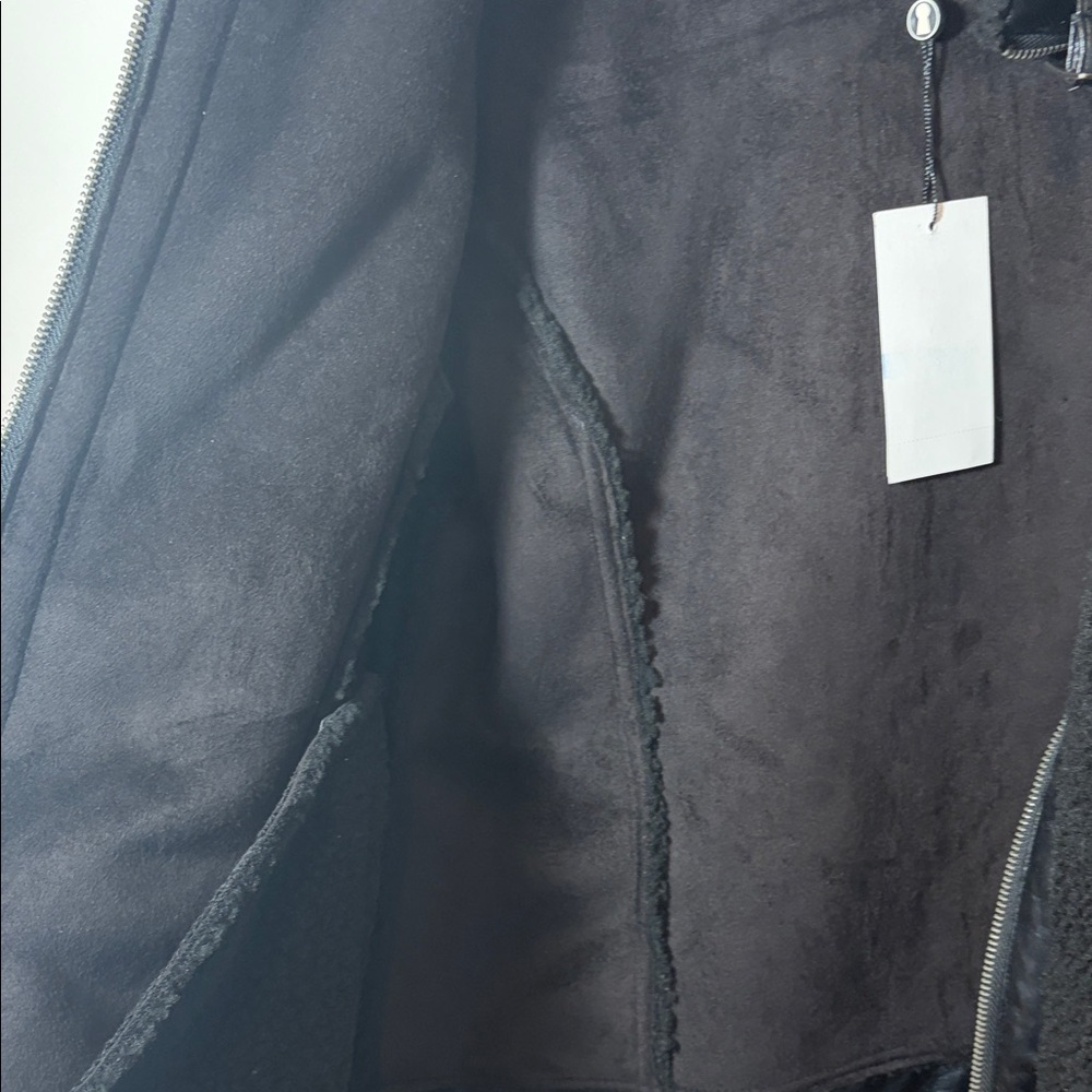 Members Only Women’s Black Moto Faux Suede Plush Jacket - NWT - XL - Picture 13 of 16